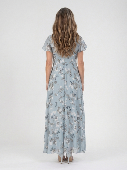 Ismeria™ | Vestido maxi de chifón con estampado floral