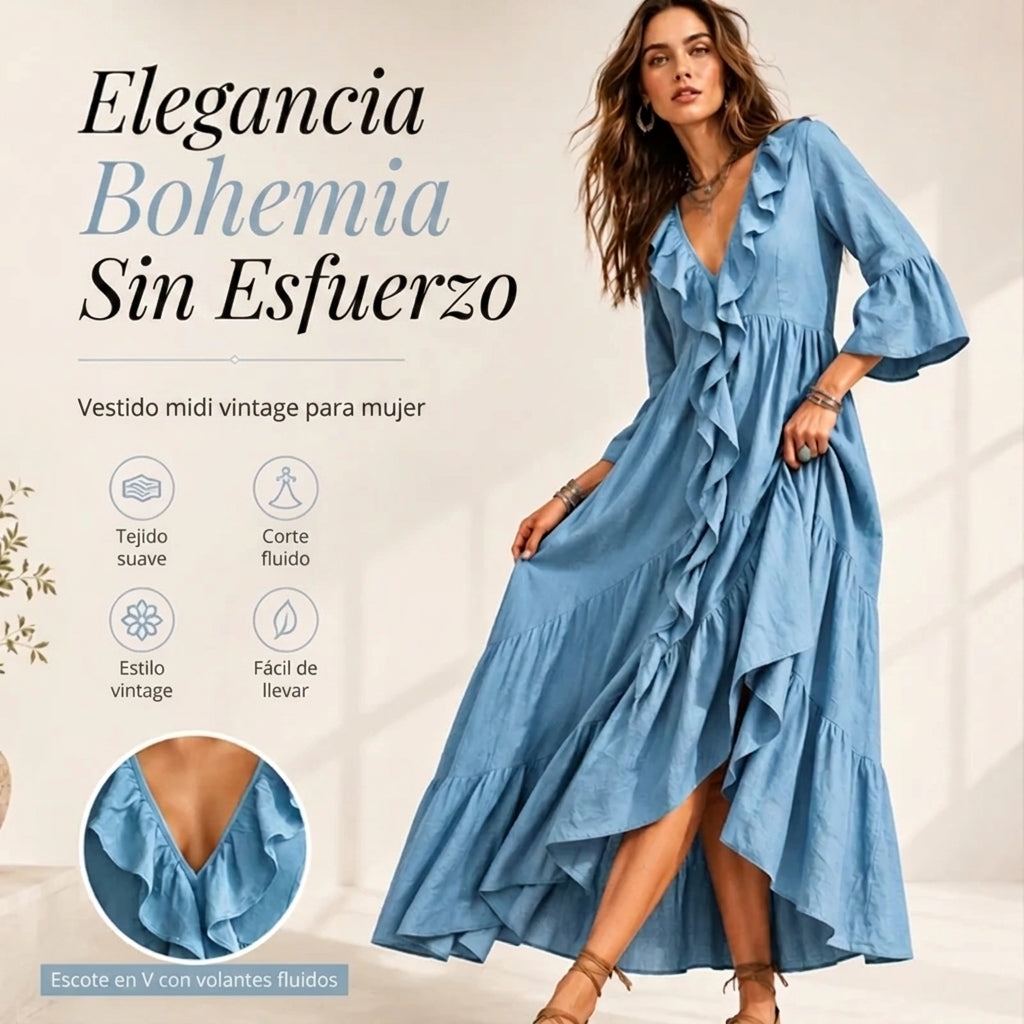 Carolina | Vestido Fluido con Volantes
