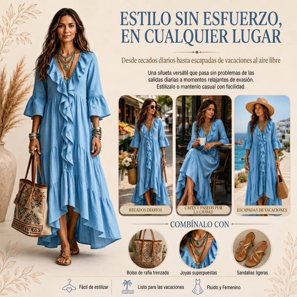 Carolina | Vestido Fluido con Volantes