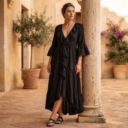 Carolina | Vestido Fluido con Volantes