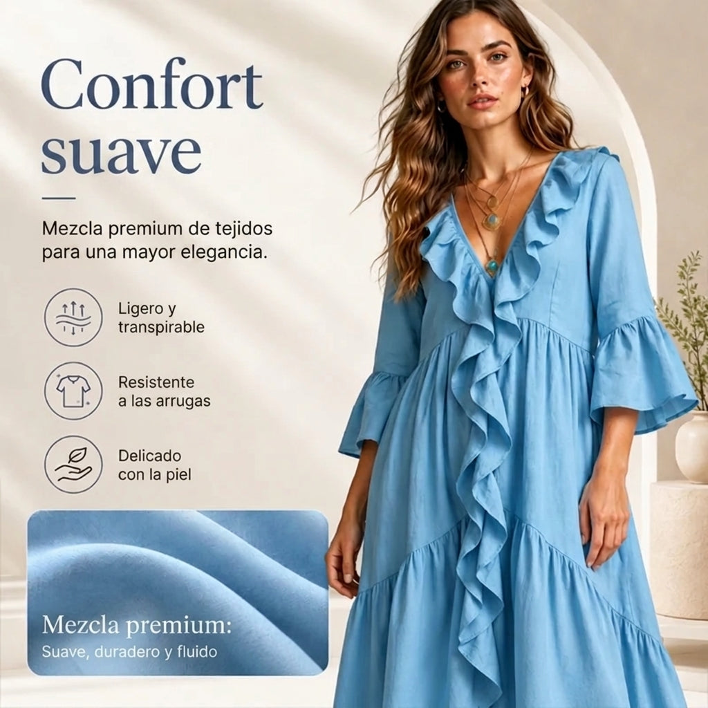 Carolina | Vestido Fluido con Volantes