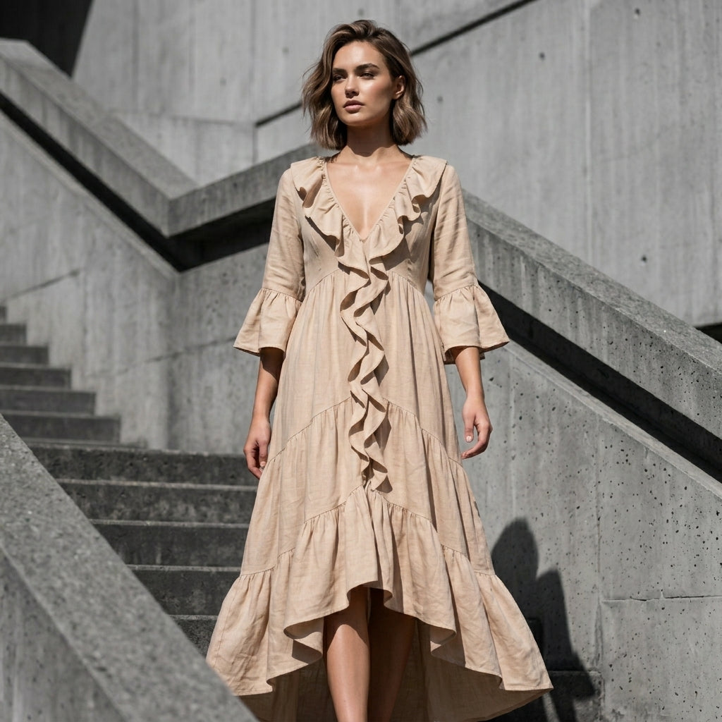 Carolina | Vestido Fluido con Volantes