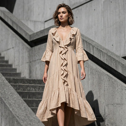 Carolina | Vestido Fluido con Volantes