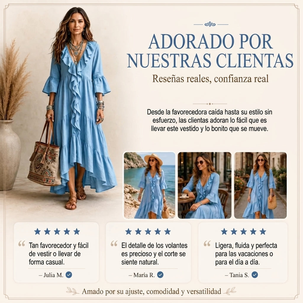 Carolina | Vestido Fluido con Volantes