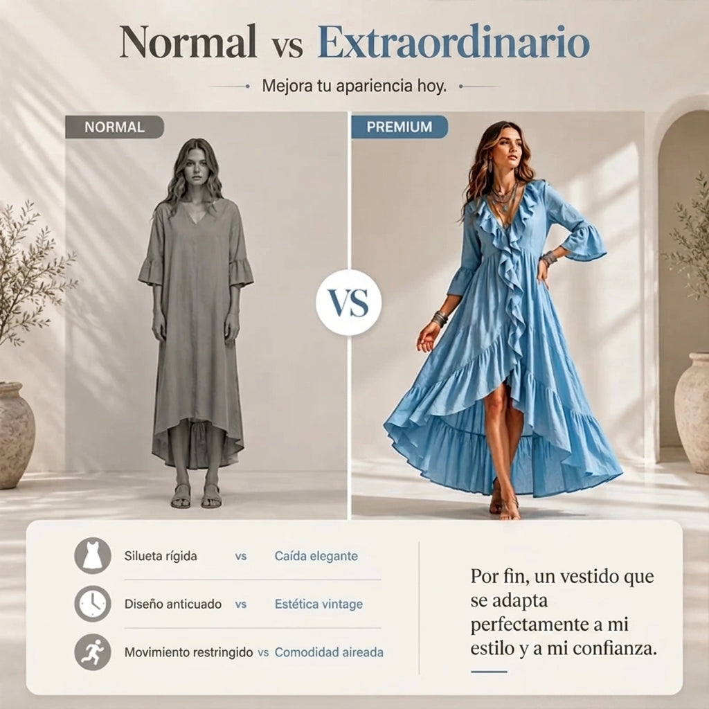 Carolina | Vestido Fluido con Volantes