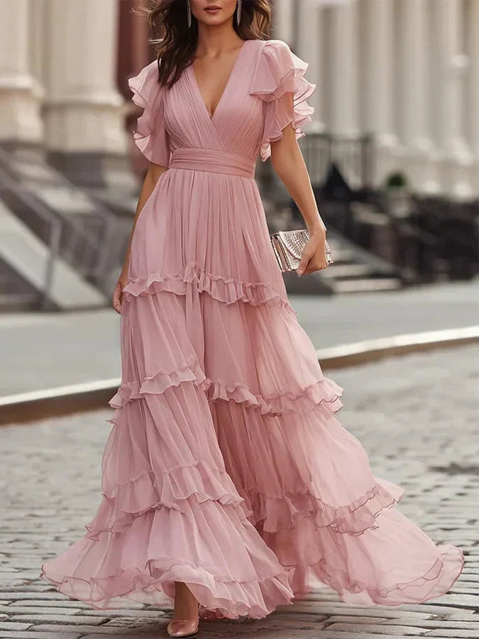 Zoe™ | Vestido maxi de boda elegante en rosa claro