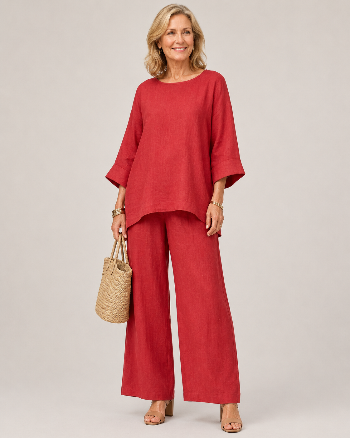 Prue™ | Conjunto de túnica holgada y pantalones de pierna ancha