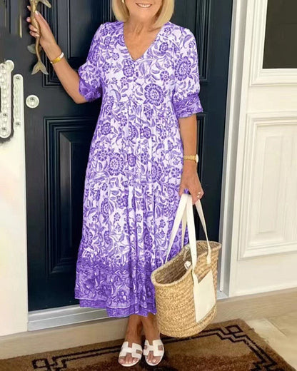 Keisha™ | Elegante escote en V con estampado floral