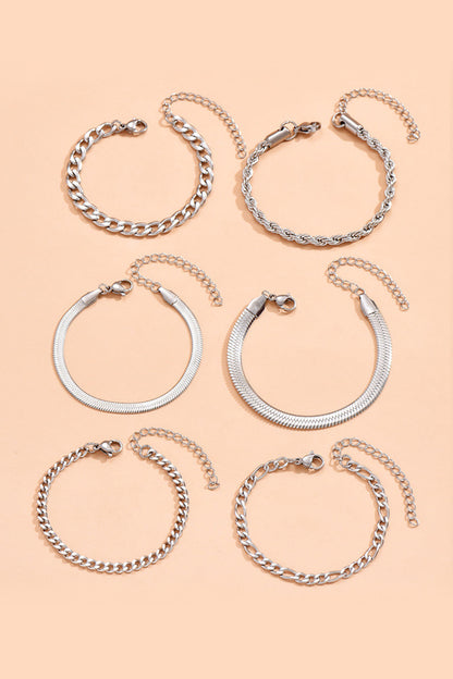 Conjunto de Pulseras de Cadena Cubana de 6 Piezas
