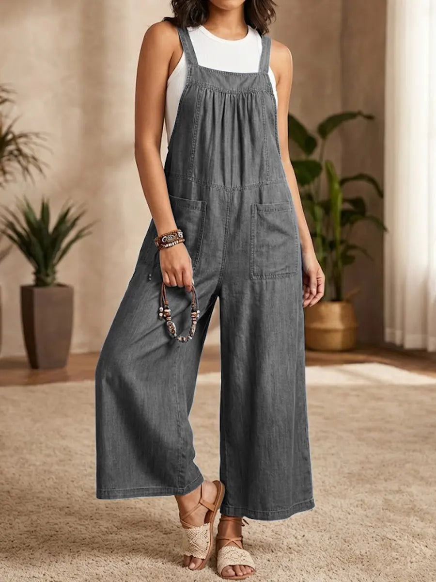 Solmira™ | Mono de denim holgado con tirantes