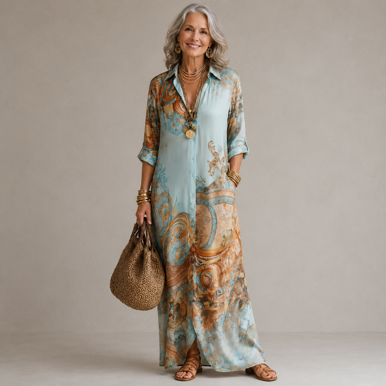 Evalexy™ I Vestido Maxi Estampado de Lujo