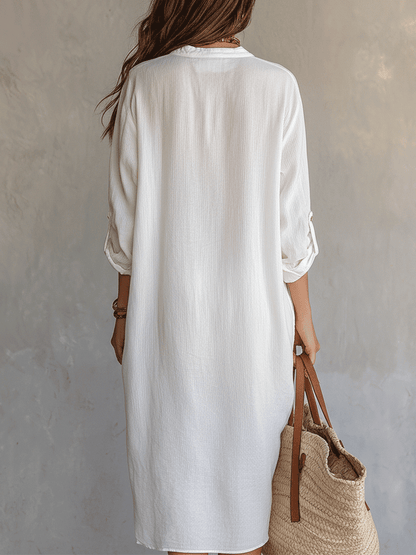 Vestido midi blanco bohemio y relajado