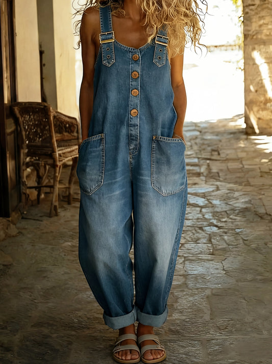 Julia™ | Mono de denim con tirantes ajustables