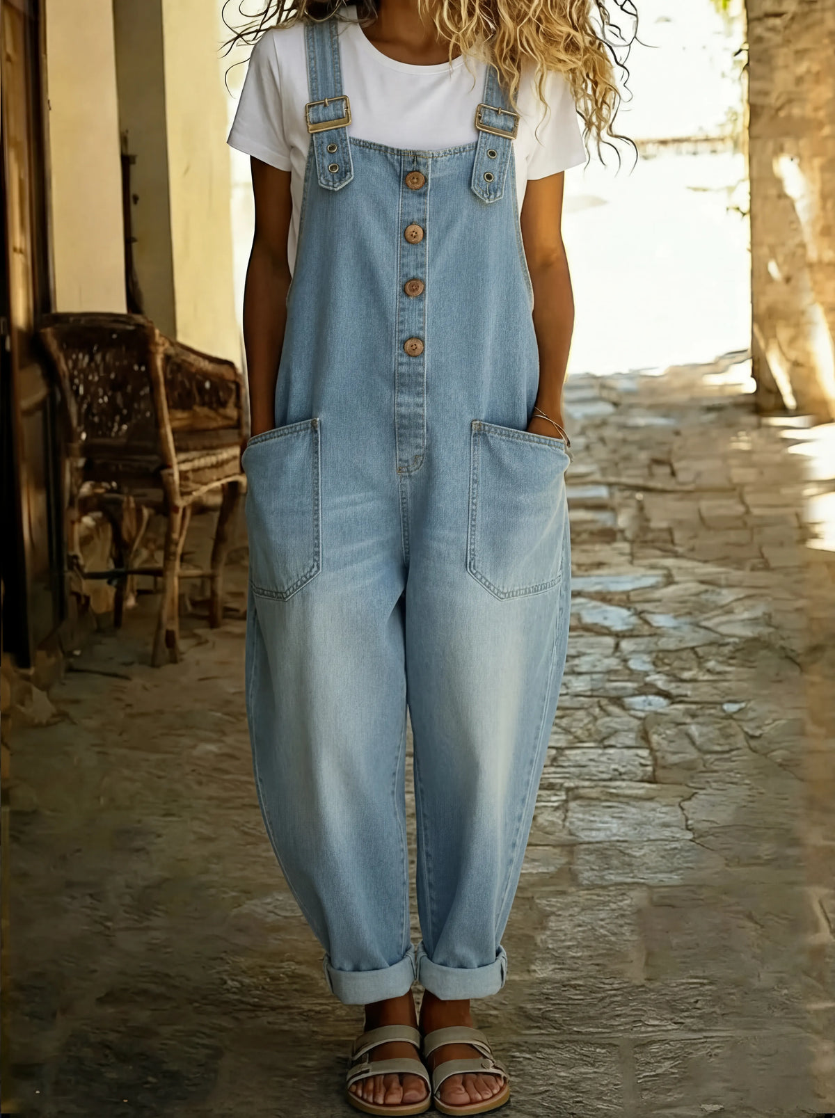 Julia™ | Mono de denim con tirantes ajustables
