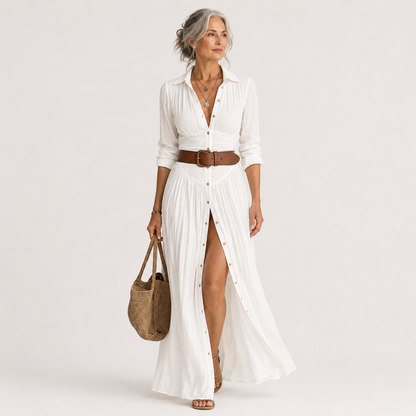 Lelivilia™ | Vestido maxi largo con cuello en muesca