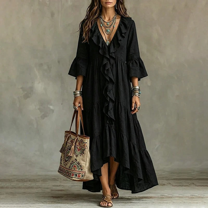 Carolina | Vestido Fluido con Volantes