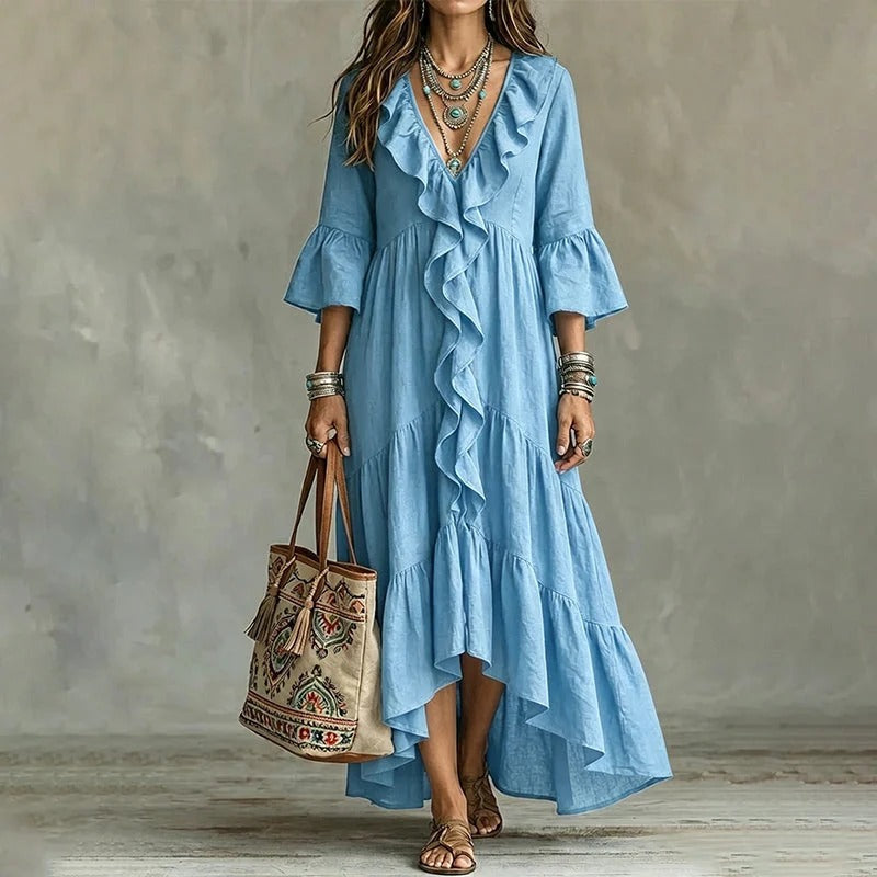 Carolina | Vestido Fluido con Volantes