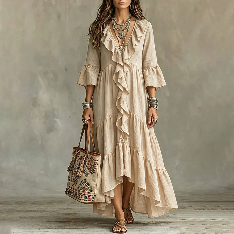 Carolina | Vestido Fluido con Volantes