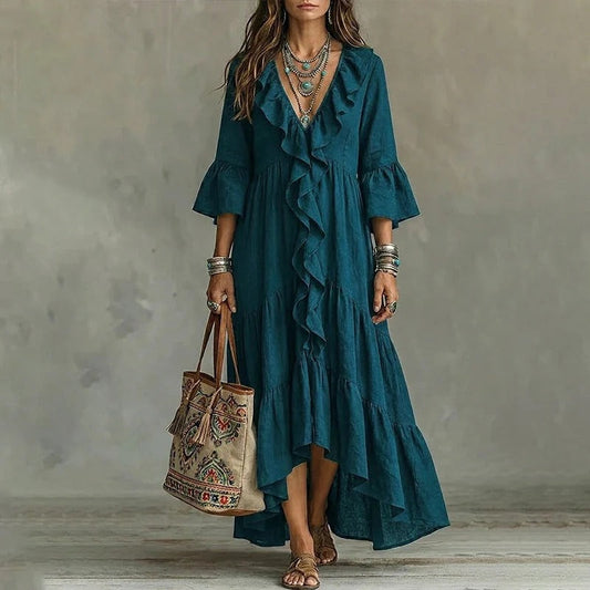 Carolina | Vestido Fluido con Volantes