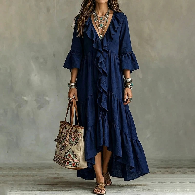 Carolina | Vestido Fluido con Volantes